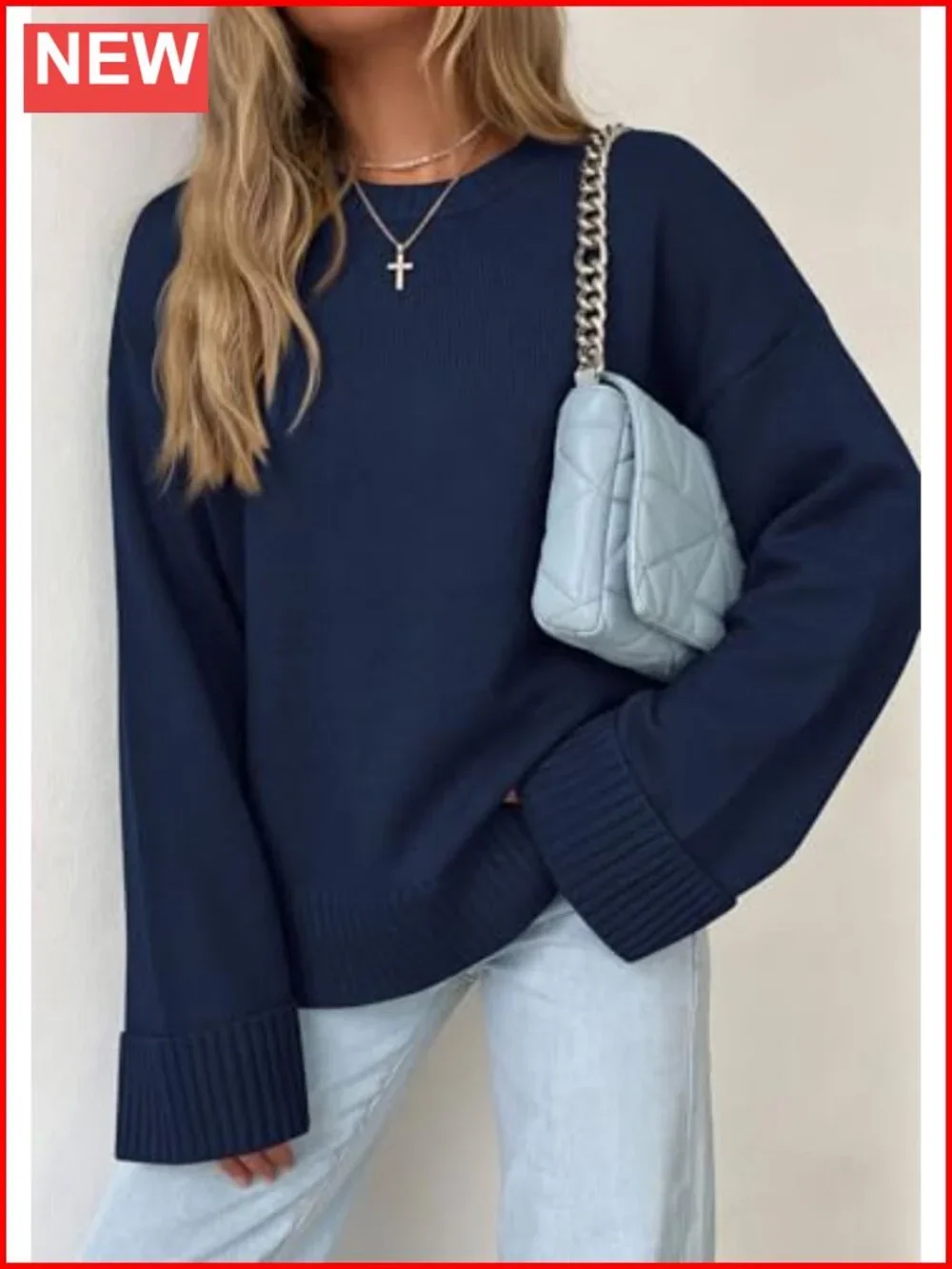 Oversized Crewneck Long Sleeve Pullover Sweater